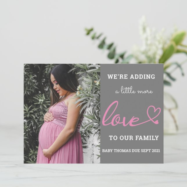 Valentine pregnancy baby announcement pink heart (Standing Front)