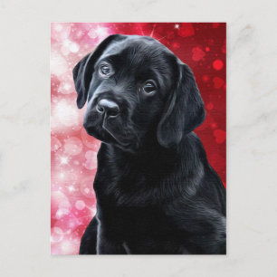 Valentine Puppy - Black Labrador - Lab Puppy Postcard