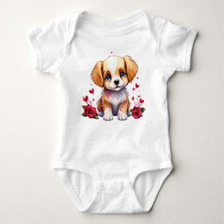 Valentine Puppy, Whimsical Valentine, Personalized Baby Bodysuit