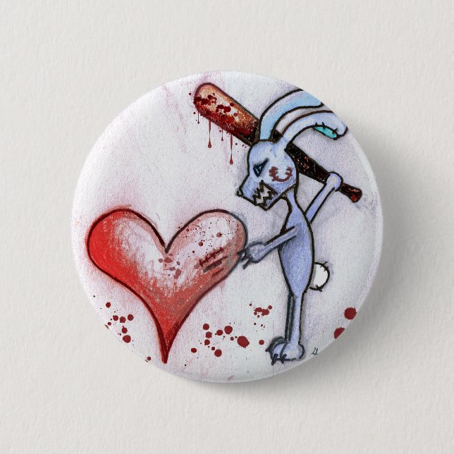 Valentine Rabbit 6 Cm Round Badge (Front)