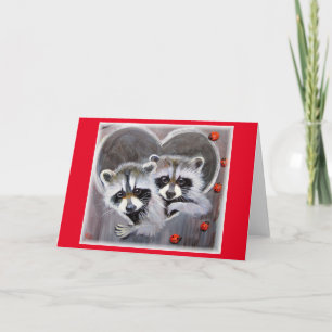 VALENTINE RACCOONS GREETING CARD