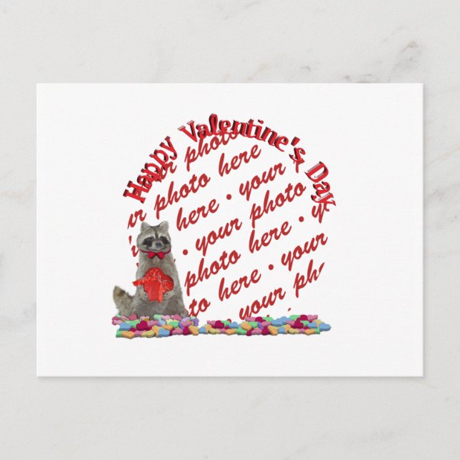 Valentine  Racoon "Bandit" Photo Frame Holiday Postcard (Front)
