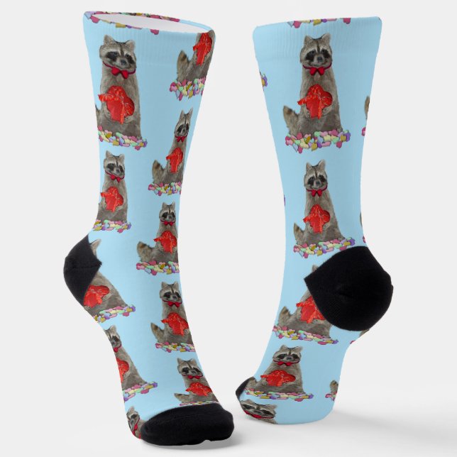 Valentine Racoon Bandit Socks (Angled)