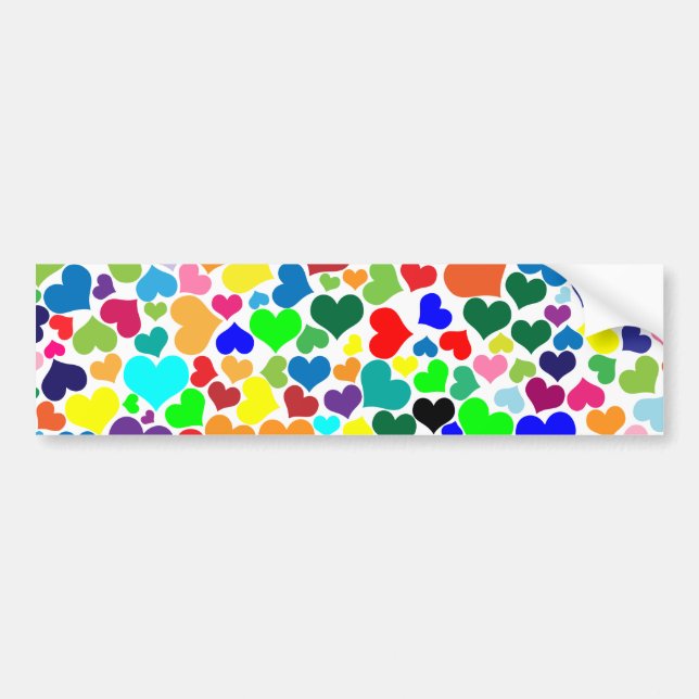 valentine rainbow hearts bumper sticker (Front)