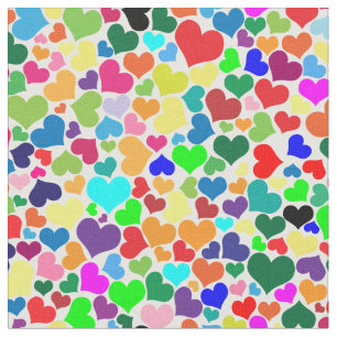 valentine rainbow hearts fabric
