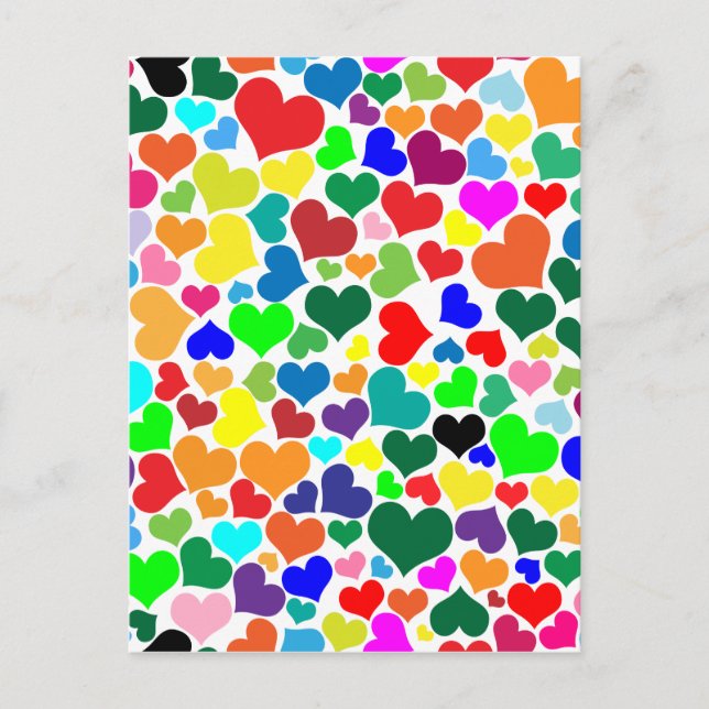 valentine rainbow hearts holiday postcard (Front)