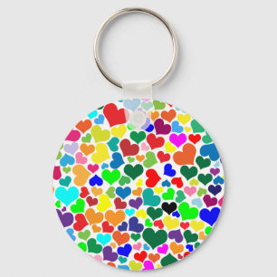 valentine rainbow hearts key ring