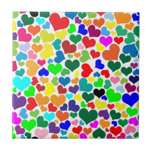 valentine rainbow hearts tile