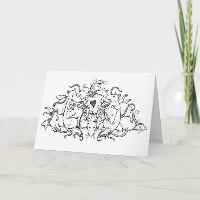 Valentine Rat Pile Holiday Card (Front)