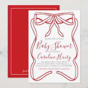 Valentine Red Bow Baby Shower MAKE ANY COLOR Invitation