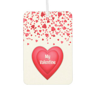 Valentine Red Confetti Hearts Personalised Car Air Freshener