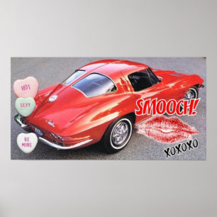 Valentine Red Corvette Split Window Classic Poster