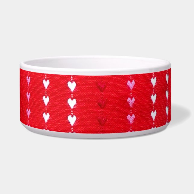 Valentine Red Embroidered Hearts Fabric Pet (Left)