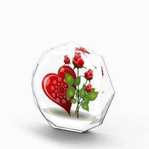 VALENTINE RED  HEART AND RED ROSES PHOTO BLOCK
