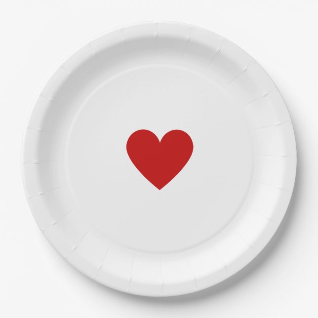 Valentine Red Heart Paper Plate (Front)