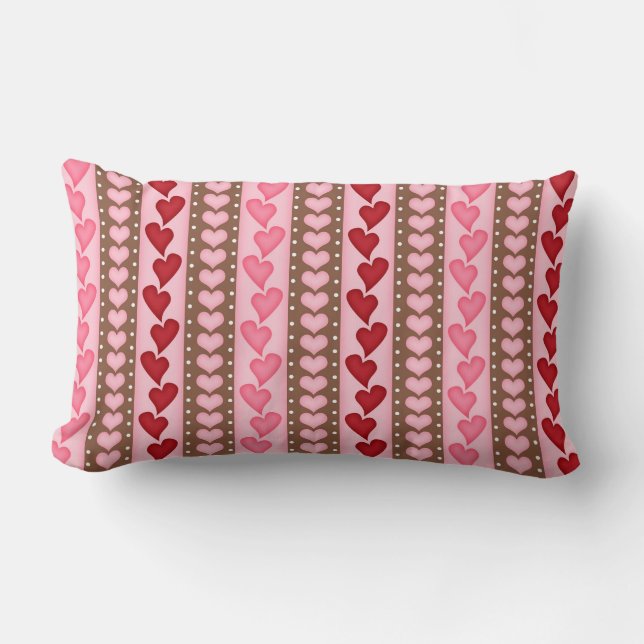 Valentine Red Heart Pattern Lumbar Cushion (Front)