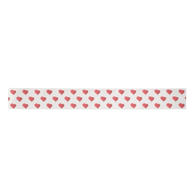Valentine Red Heart Pattern Satin Ribbon (Front)