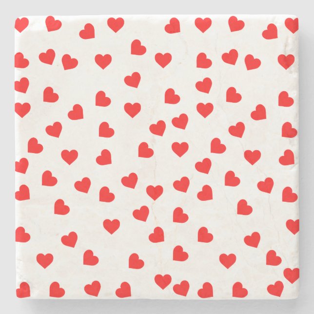 Valentine Red Heart Pattern Stone Coaster (Front)