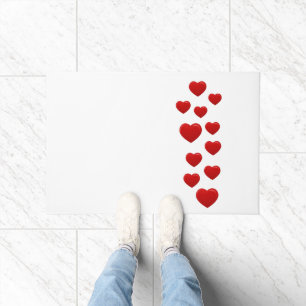 Valentine Red Hearts Doormat – Romantic Love Home 