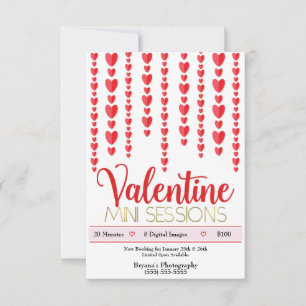 Valentine Red Hearts Mini Sessions Photography  Invitation