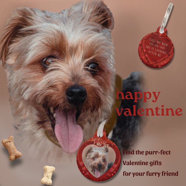Valentine Red Photo Keychain Pet Tag (Valentine Red Photo Keychain Pet ID Tag)