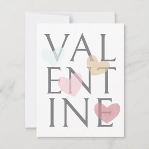 Valentine Red Pink Gold Heart Minimalist Simple Holiday Card