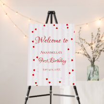 Valentine Red & Pink Heart Birthday welcome Sign