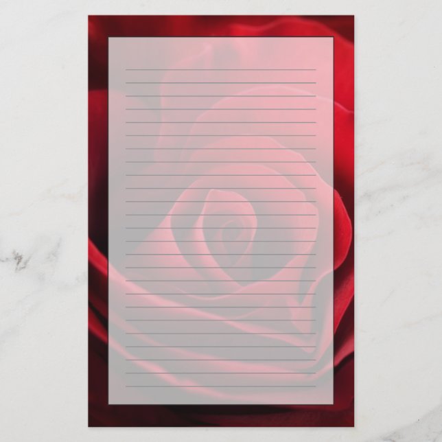 Valentine Red Rose Stationery (Front)