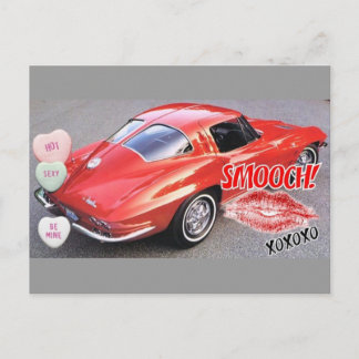 Valentine Red Split Window Corvette Classic Holiday Postcard