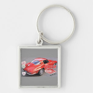 Valentine Red Split Window Corvette Classic Key Ring