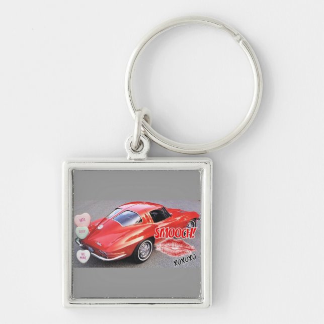 Valentine Red Split Window Corvette Classic Key Ring (Front)
