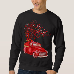 Valentine Red Truck Lady Bug Riding Valentine Hear Sweatshirt