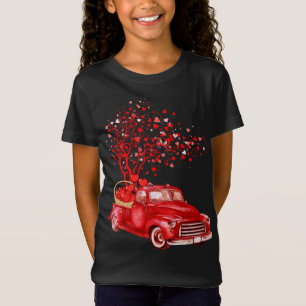 Valentine Red Truck Lady Bug Riding Valentine Hear T-Shirt