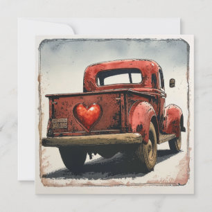 Valentine Red Truck: Love Driven Holiday Card