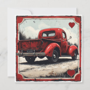 Valentine Red Truck: Vintage Affection Holiday Card