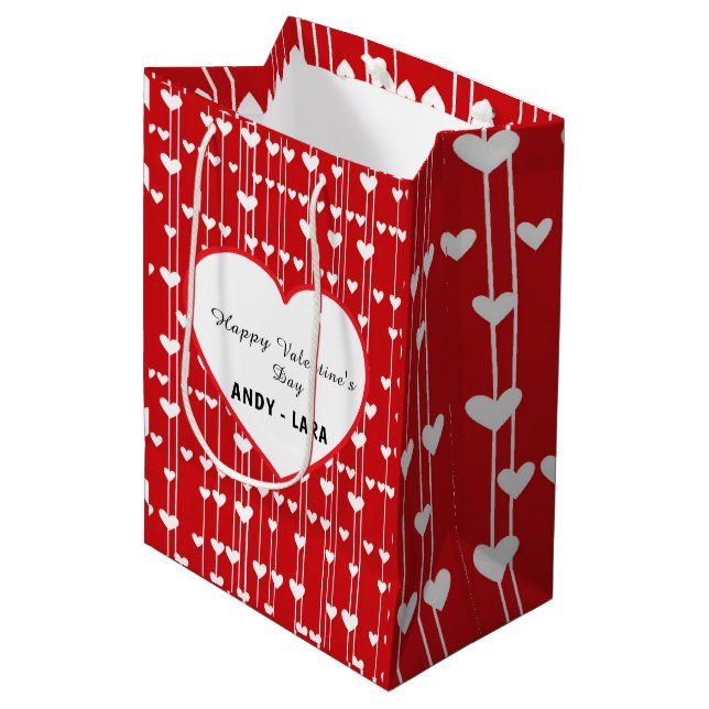 Valentine Red white Love minimalis Medium Gift Bag (Front Angled)