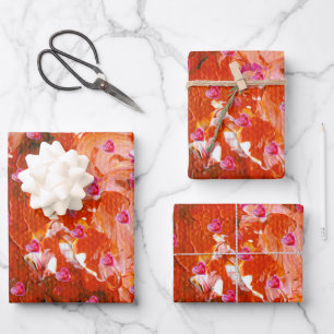Valentine Reds Wrapping Paper Flat Sheet Set of 3