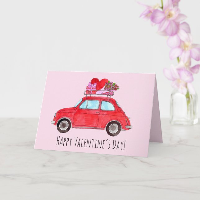 Valentine Retro Fiat 500  Card (Orchid)
