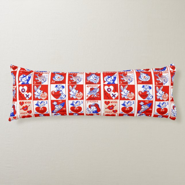Valentine Retro Love Hugs Cute Pattern Body Cushion (Front)