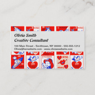 Valentine Retro Love Hugs Cute Pattern Business Card