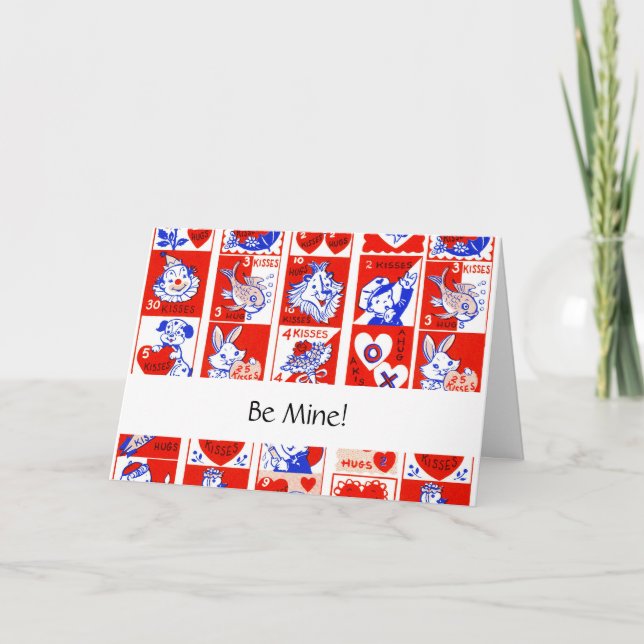 Valentine Retro Love Hugs Cute Pattern Card (Front)