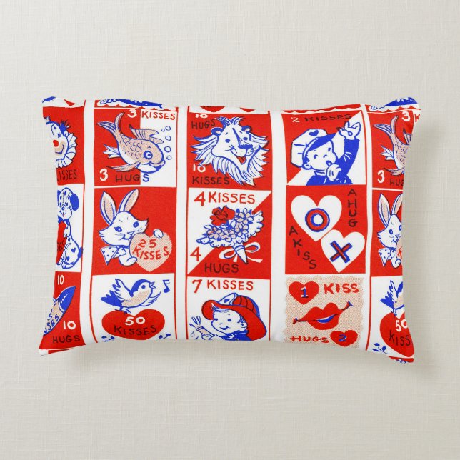 Valentine Retro Love Hugs Cute Pattern Decorative Cushion (Back)