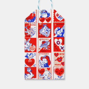 Valentine Retro Love Hugs Cute Pattern Gift Tags