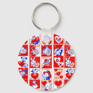Valentine Retro Love Hugs Cute Pattern Key Ring