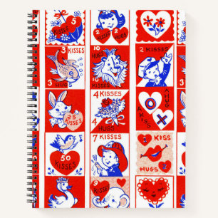 Valentine Retro Love Hugs Cute Pattern Notebook