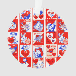 Valentine Retro Love Hugs Cute Pattern Ornament