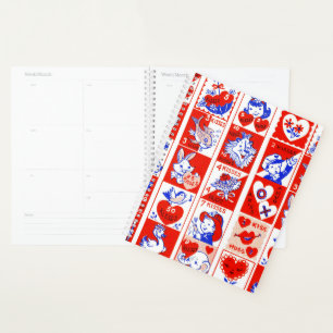 Valentine Retro Love Hugs Cute Pattern Planner