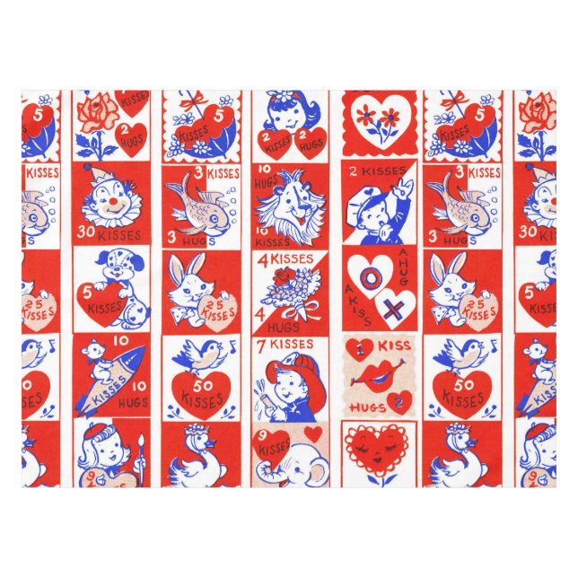 Valentine Retro Love Hugs Cute Pattern Tablecloth (Front (Horizontal))