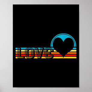 Valentine Retro Love Rainbow Heart  Poster