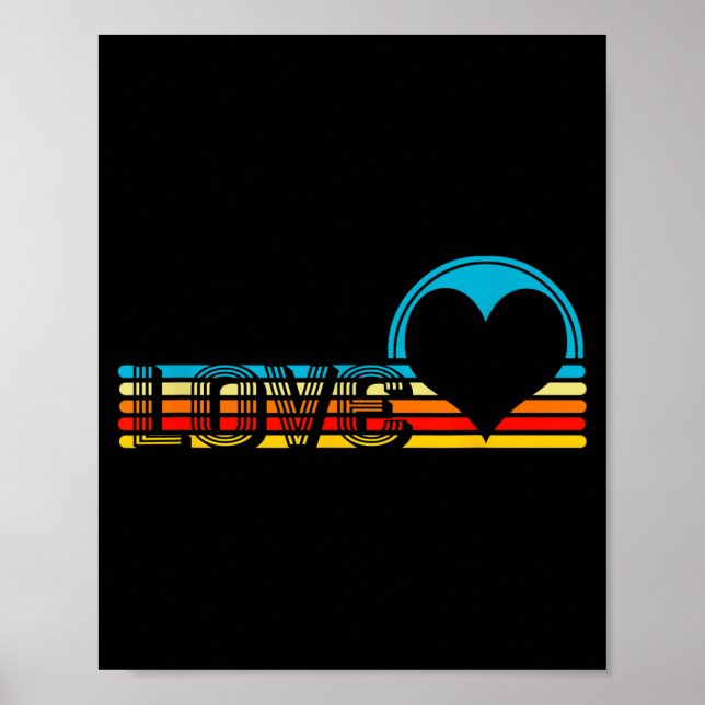 Valentine Retro Love Rainbow Heart  Poster (Front)